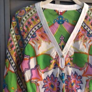 Taka boHo chic beach cover-up long sleeve. With embroidered trim